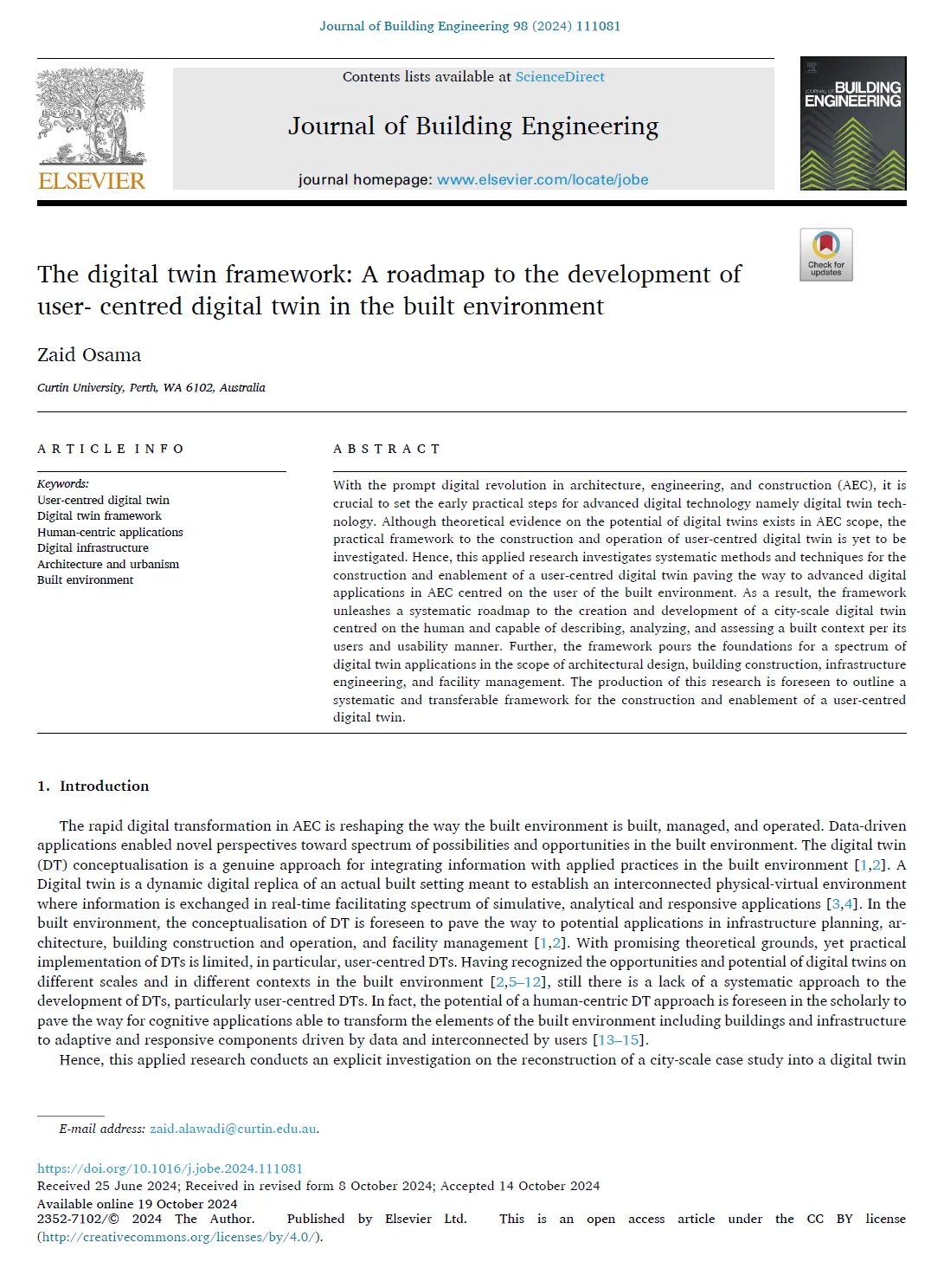 User-Centered Digital Twin Framework